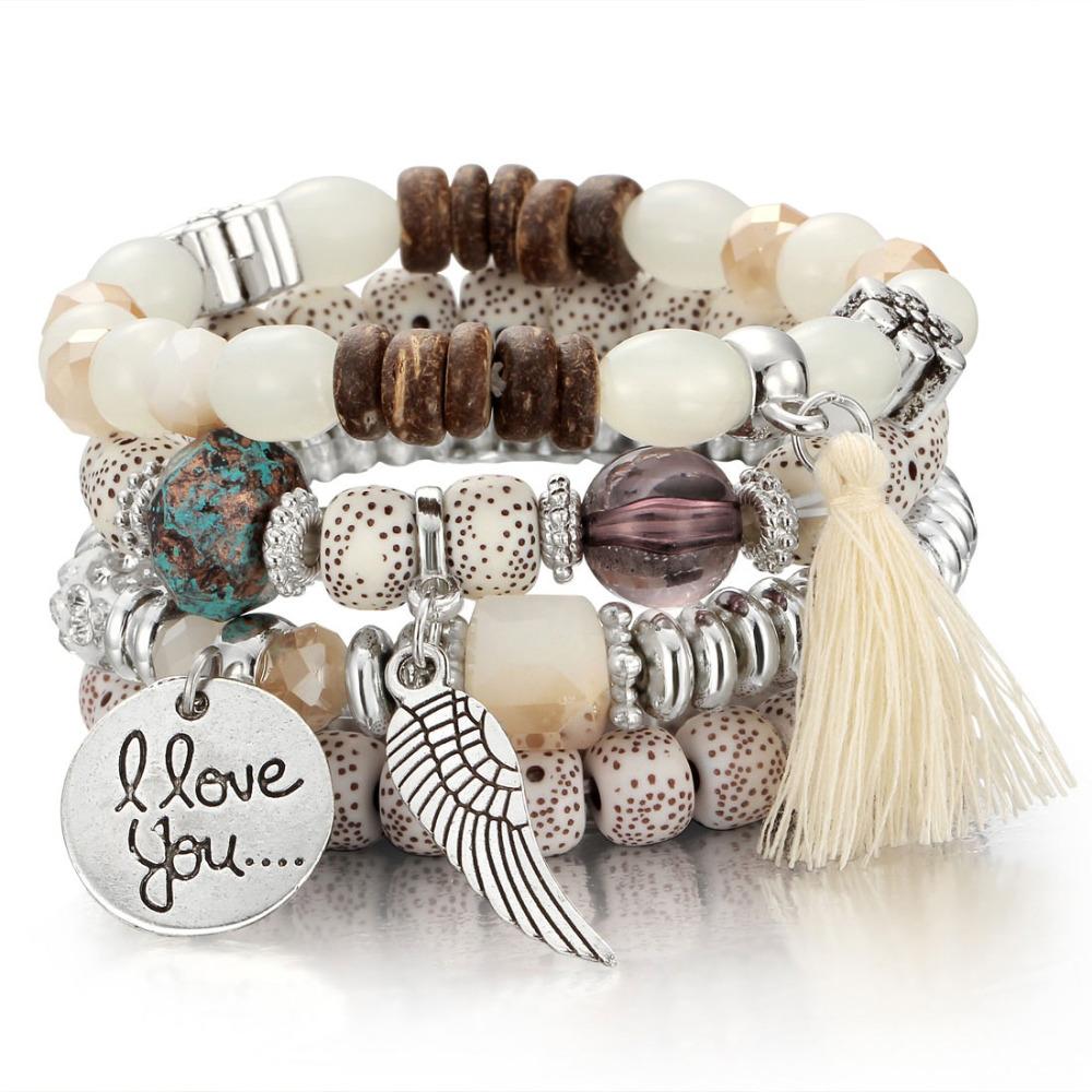 Lot de 4 bracelets en perles de cristal