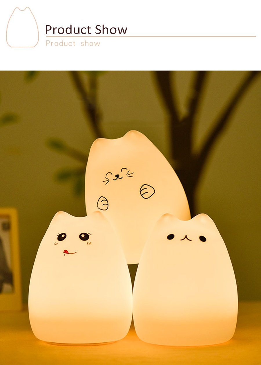 Veilleuse multi-couleurs en forme de chat