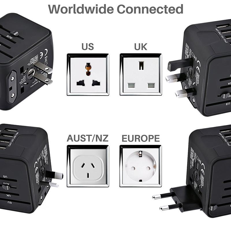 adaptateur prise anglaise US, EU, AU & Asie