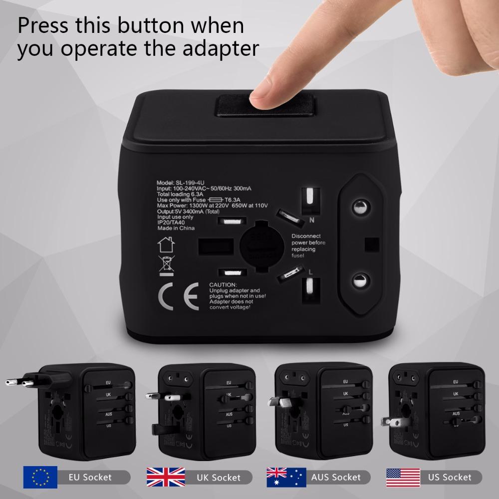 adaptateur prise anglaise US, EU, AU & Asie