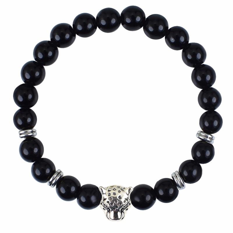 Bracelet en pierre précieuse d'onyx noir