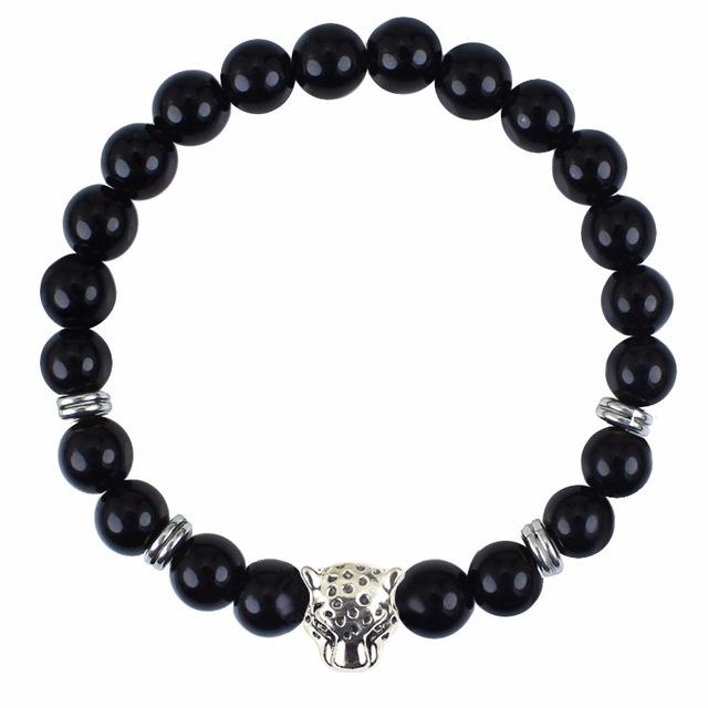 Bracelet en pierre précieuse d'onyx noir