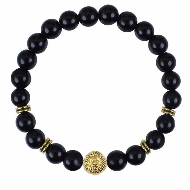 Bracelet en pierre précieuse d'onyx noir