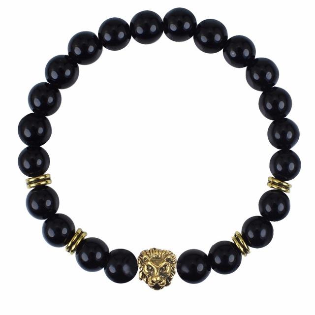 Bracelet en pierre précieuse d'onyx noir