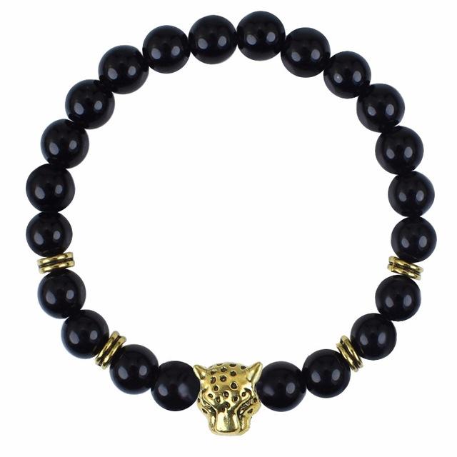 Bracelet en pierre précieuse d'onyx noir