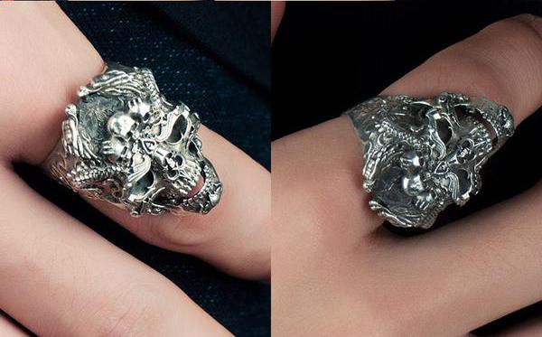 Bague Ouverte Premium Tête De Mort En Argent Massif