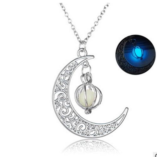 collier en lune lumineux bleu