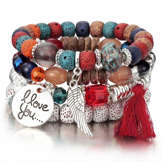Lot de 4 bracelets en perles de cristal