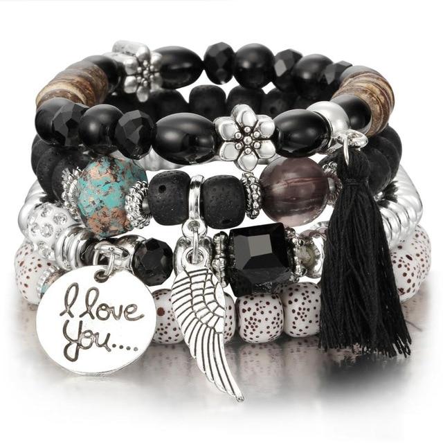 Lot de 4 bracelets en perles de cristal