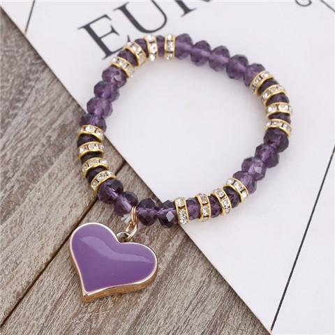 Bracelet perles de cristal avec pendentif cœur