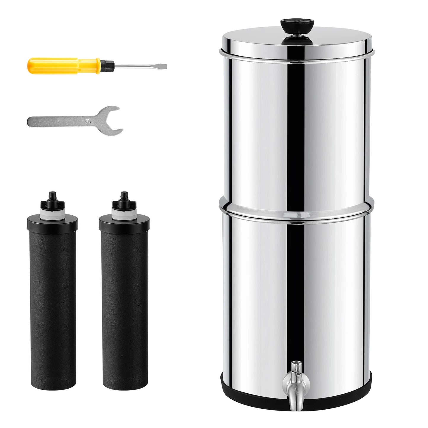 Filtre à Eau par Gravité 5,7 L Inox 304 – 2 Filtres à Charbon Actif