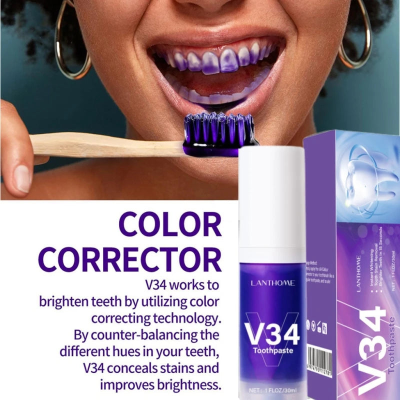Dentifrice V34 Violet blanchisseur dentaire