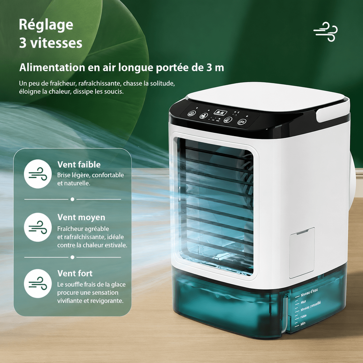Rafraîchisseur d'Air Portable USB – Mini Ventilateur Humidificateur à Double Brumisation
