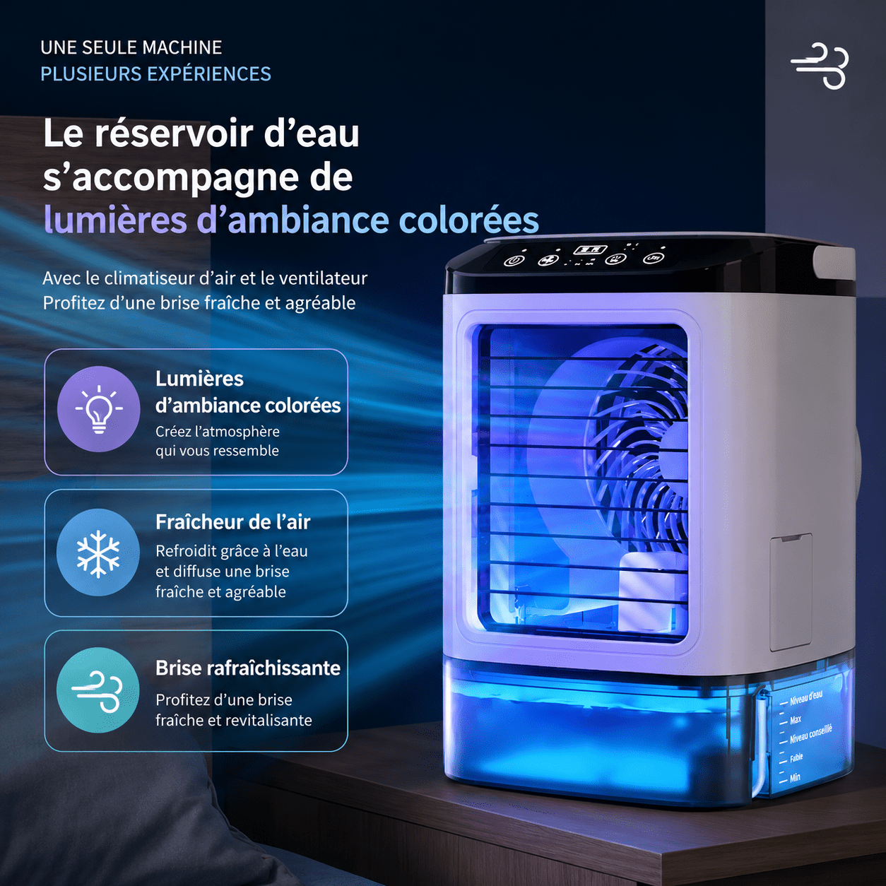 Rafraîchisseur d'Air Portable USB – Mini Ventilateur Humidificateur à Double Brumisation