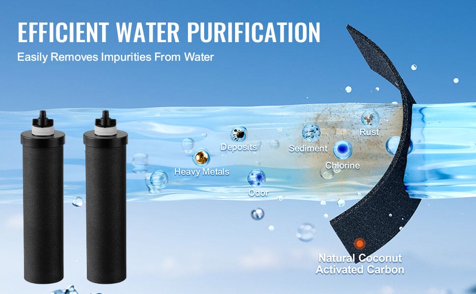 Filtre à Eau par Gravité 5,7 L Inox 304 – 2 Filtres à Charbon Actif