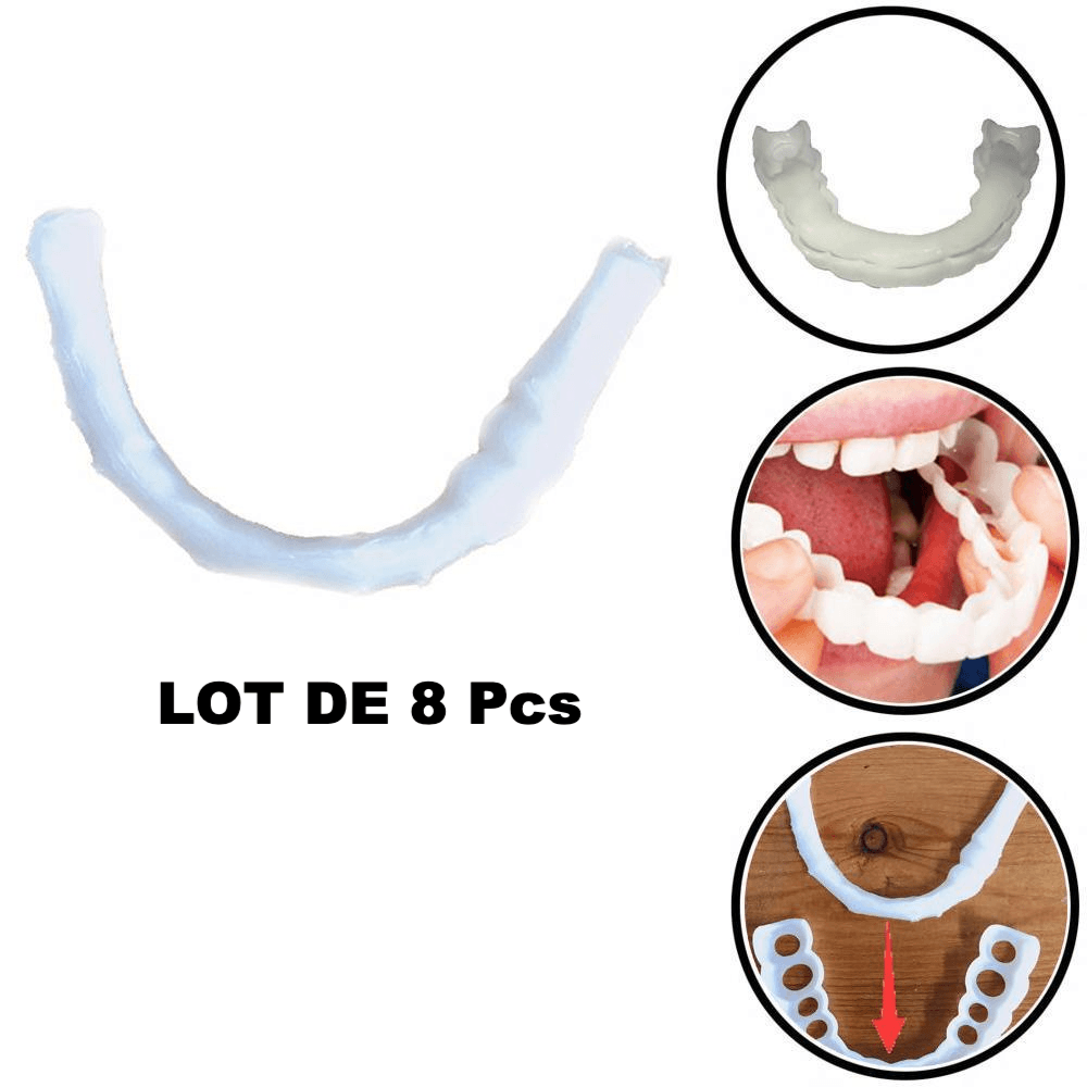 Lot De 8 Adhésives De Couleur Blanches Pour Dentiers Amovibles Réutilisables