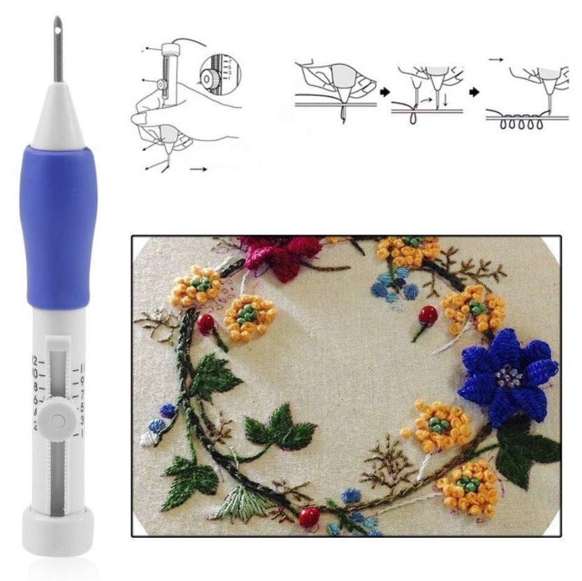 Stylo de Broderie Intelligent + set de 3 Aiguilles de 1.3mm 1.6mm 2.2mm