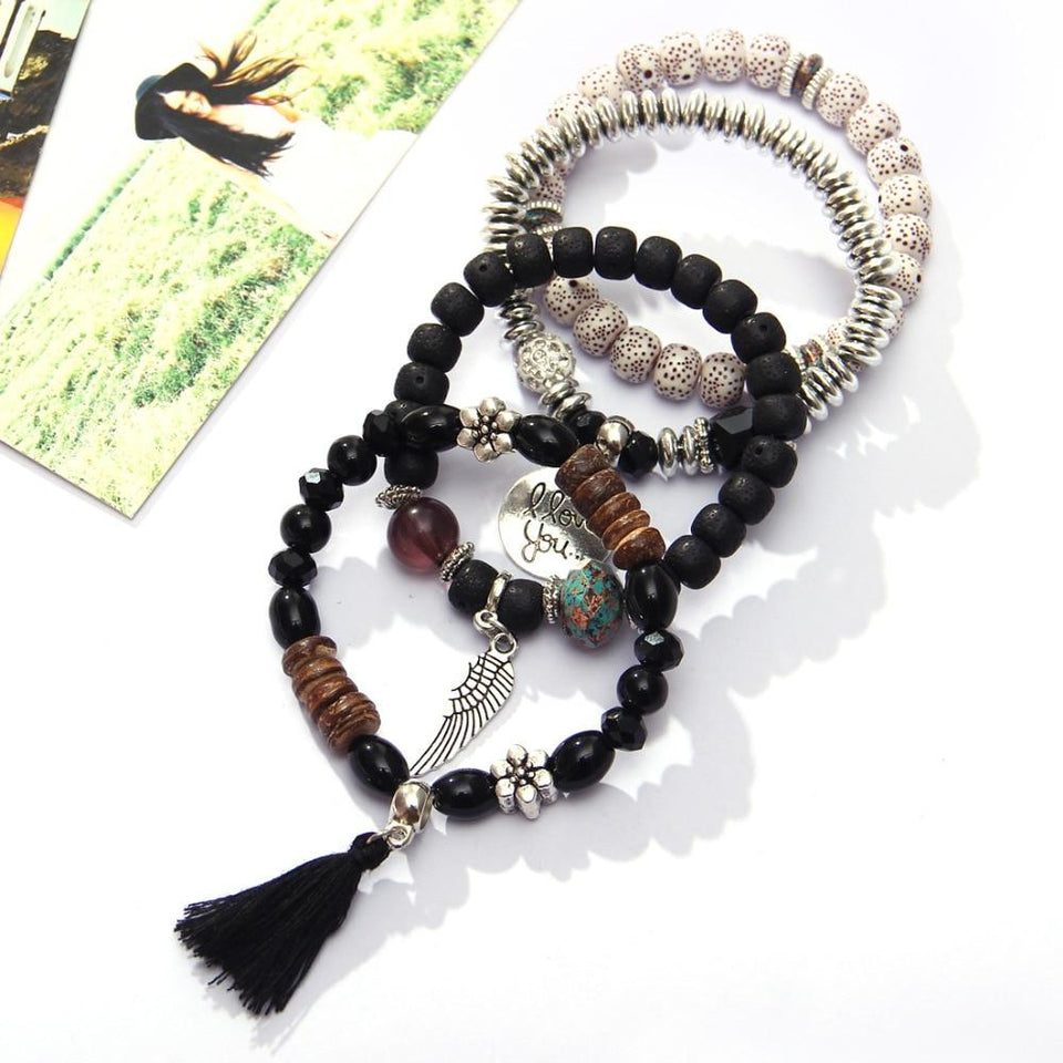 Lot de 4 bracelets en perles de cristal