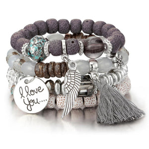 Lot de 4 bracelets en perles de cristal