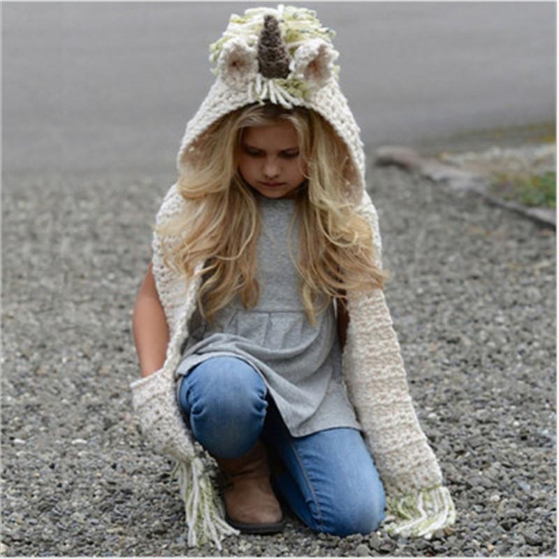 Écharpe à capuche licorne