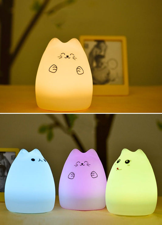 Veilleuse multi-couleurs en forme de chat