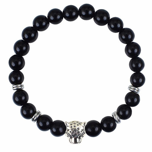 Bracelet en pierre précieuse d'onyx noir