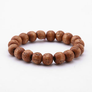 bracelet en bois tibétain marron élastique