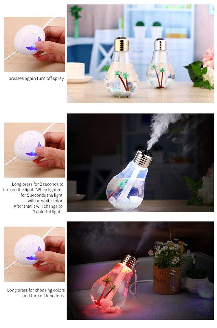 Diffuseur huiles essentielles lumineux à fumée humidifiante