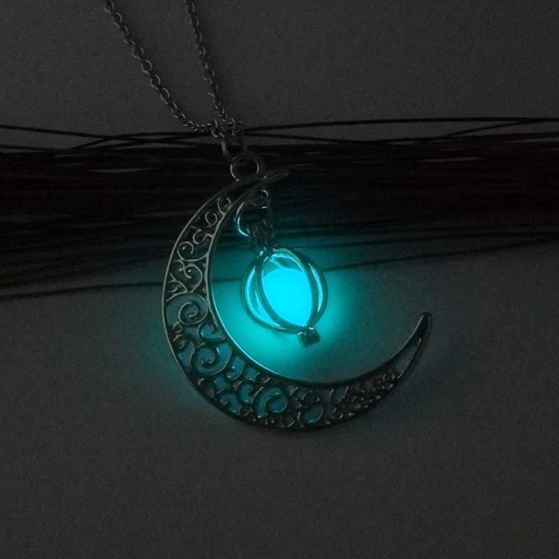 collier en lune lumineux bleu