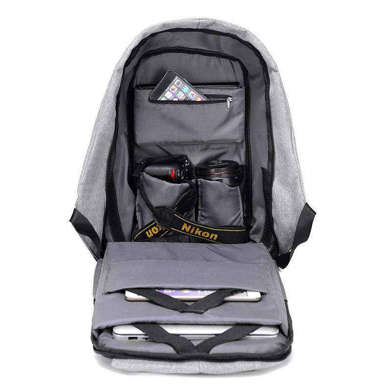 sac à dos anti-vol gris compact
