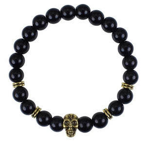 Bracelet en pierre précieuse d'onyx noir