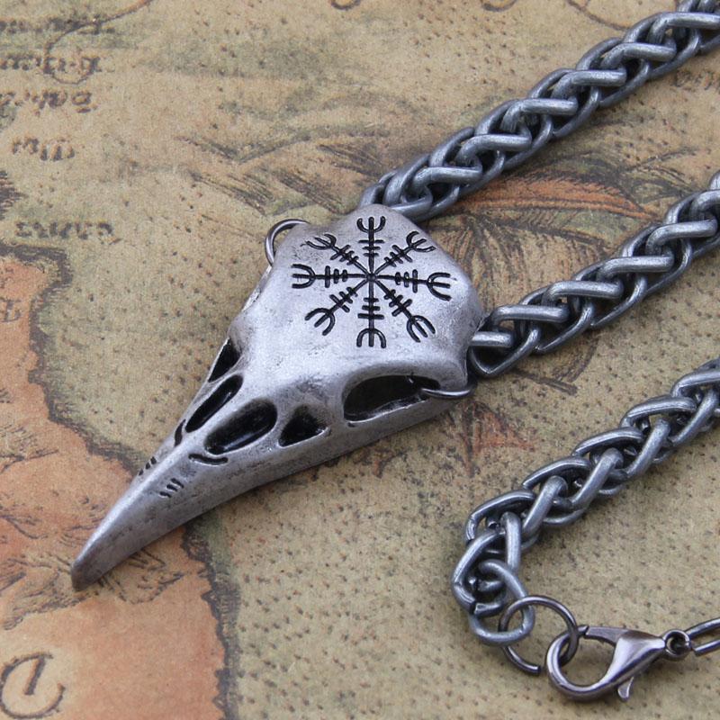Pendentif Crâne De Corbeau En étain - Bijou Occasion - Style Gothique/rock