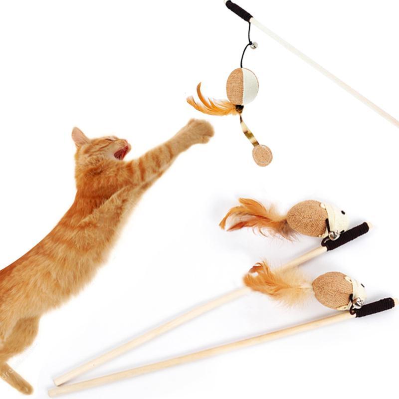 Canne à chat en bois en forme de souris