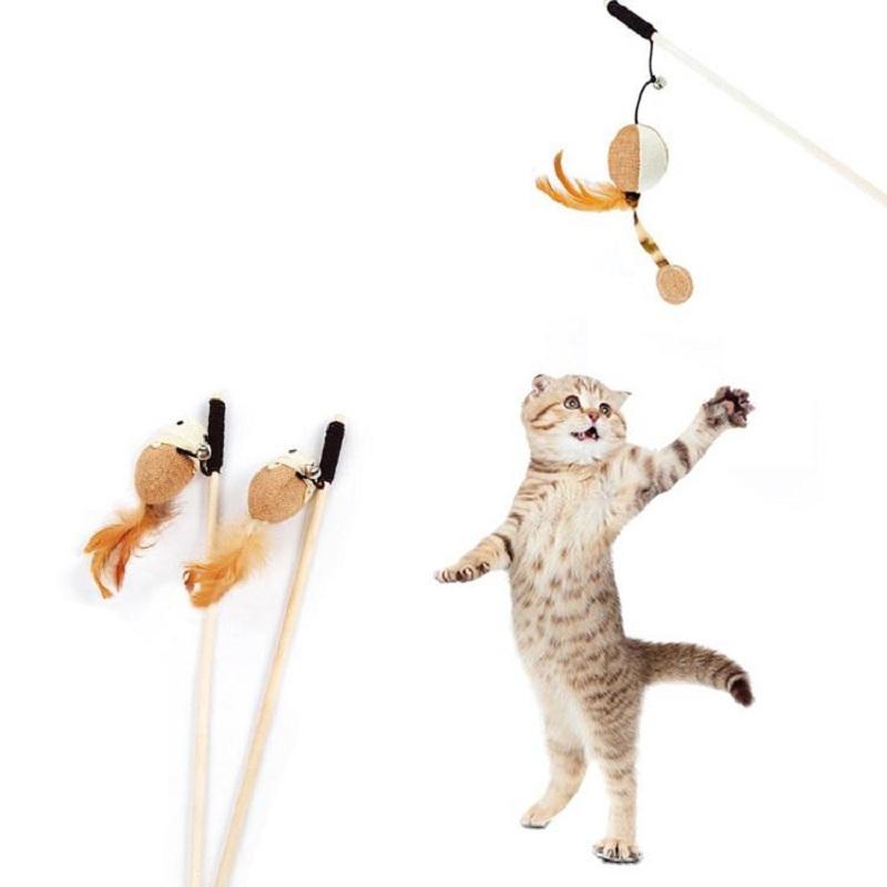 Canne à chat en bois en forme de souris