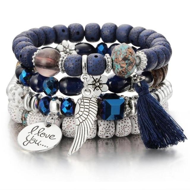 Lot de 4 bracelets en perles de cristal