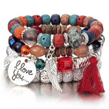Lot de 4 bracelets en perles de cristal
