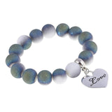 Bracelet perles de cristal avec pendentif cœur