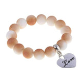 Bracelet perles de cristal avec pendentif cœur